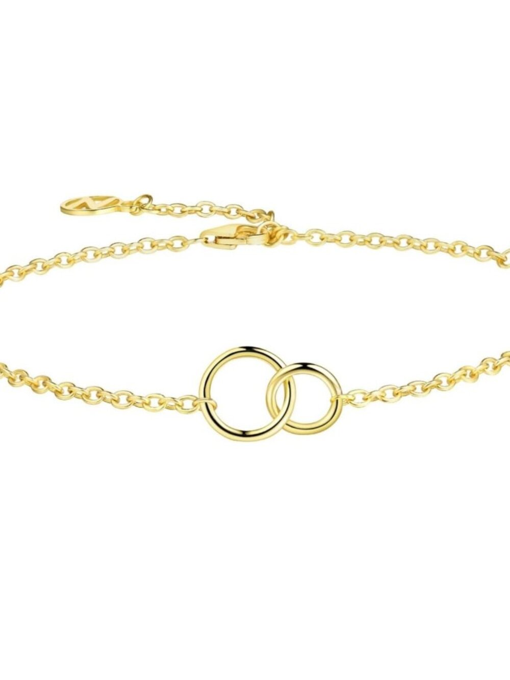Dainty Gold Interlocking Circles Adjustable Chain Bracelet